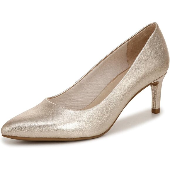 LifeStride Womens Platino Gold Metallic Polyurethane (PU) Alexis Point Toe Pump - Picture 1 of 9